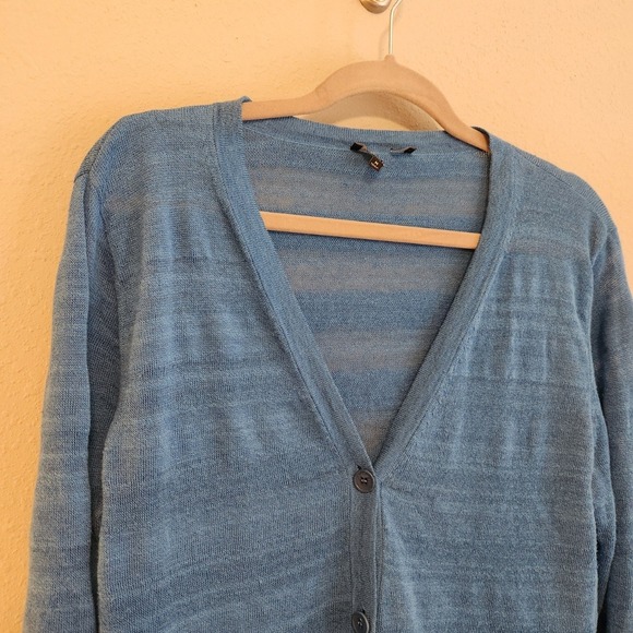 Lafayette 148 Blue Longsleeve Cardigan Size Medium - Picture 3 of 10
